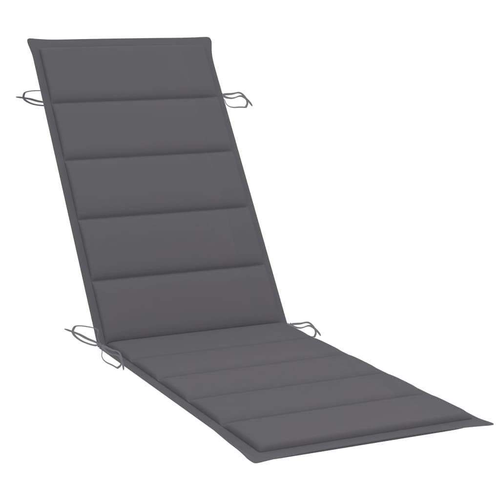 Premium Teak Wood Rocking Sun Lounger with Anthracite Cushion - Adjustable Reclining Outdoor Lounge Chair for Patio, Garden, Beach, Poolside & Backyard Relaxation | Perfect for Sunbathing, Tanning & Lounging in Style