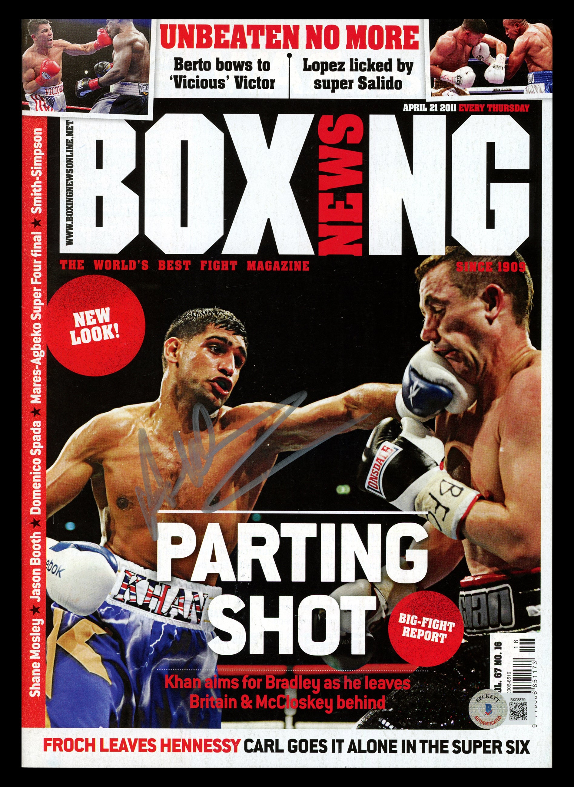 Amir Khan Autographed Boxing News Magazine - Beckett BAS Certified #BK08879 - Perfect for Boxing Fans, Collectors & Sports Memorabilia Displays