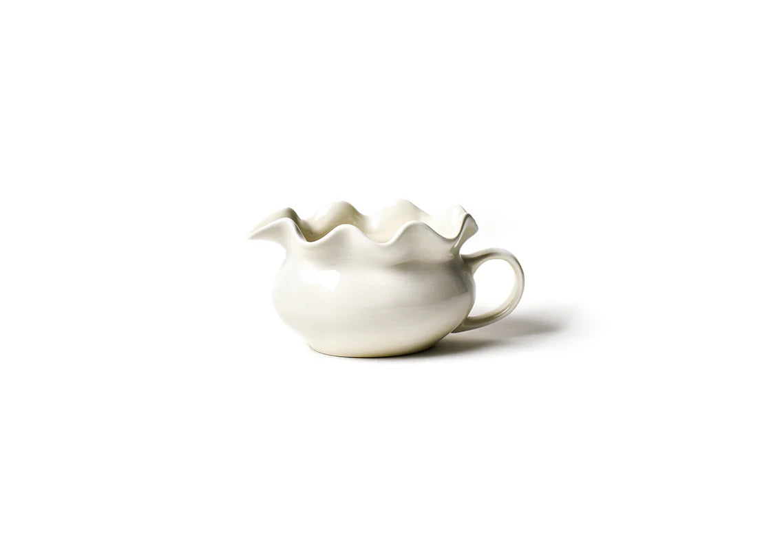 Elegant White Ruffle Gravy Boat - Classic Serving Dish for Thanksgiving, Holiday Dinners & Special Occasions - Perfect for Sauces, Gravy & Dressings