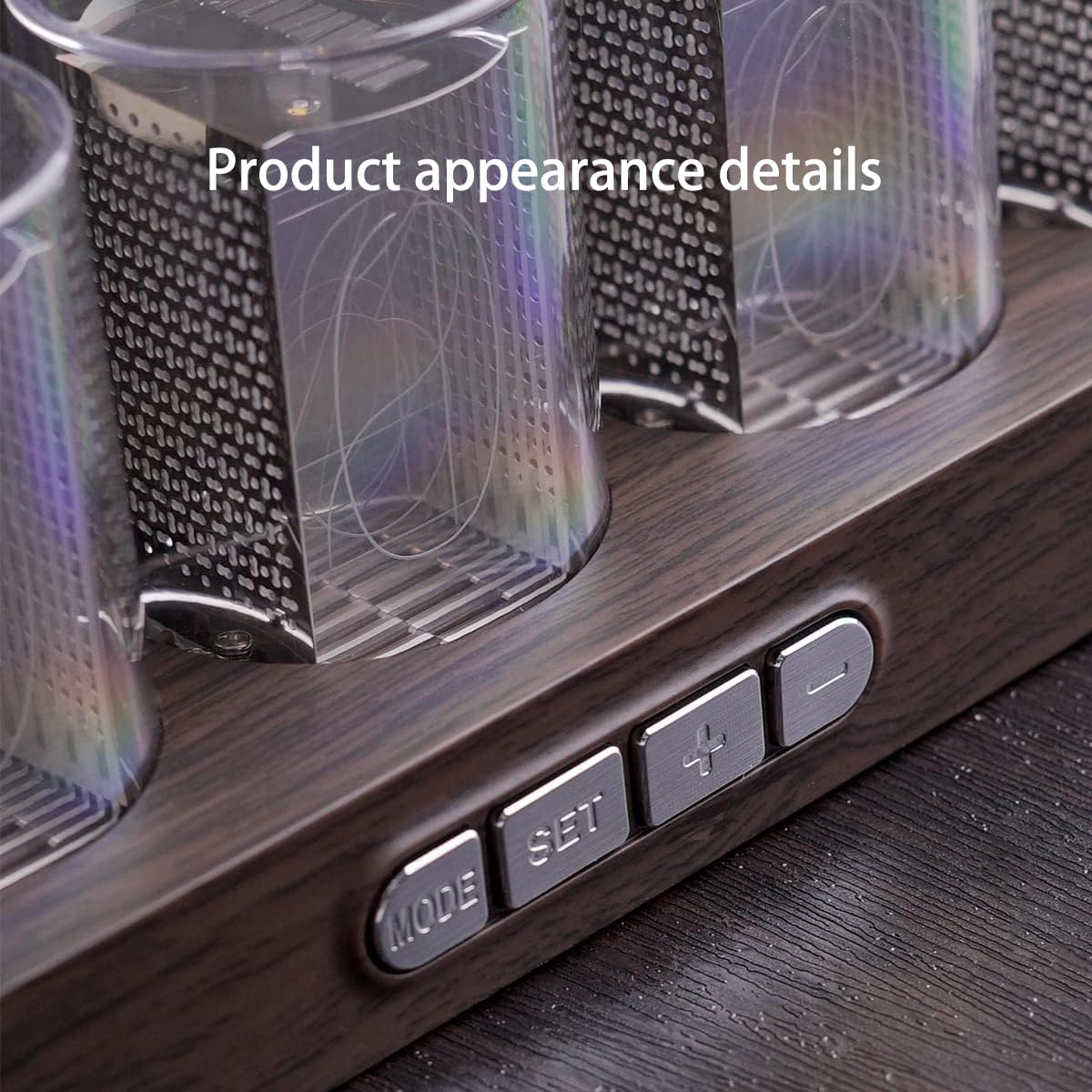 Adventurers Simulation Nixie Tube Clock - RGB LED Desk Clock with Wooden Base, 24-Hour Display | Perfect for Computer Monitor Decor & Bedside Table in Bedroom, Home Office, Gaming Setup