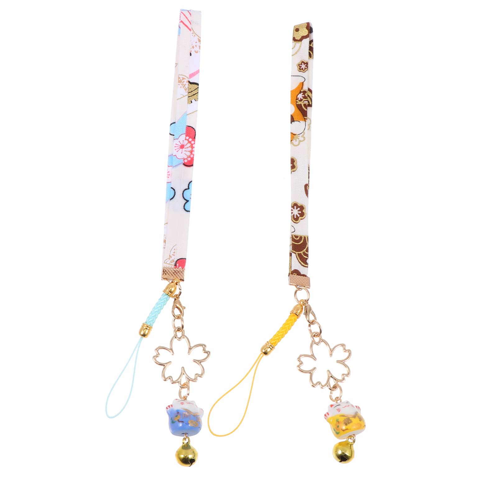 POPETPOP 2Pcs Lucky Cat Phone Charm - Cute Fortune Cat Keychain Pendant for Phone, Bracelet & Bag Accessories - Perfect Gift for Home, Office & Car Decor