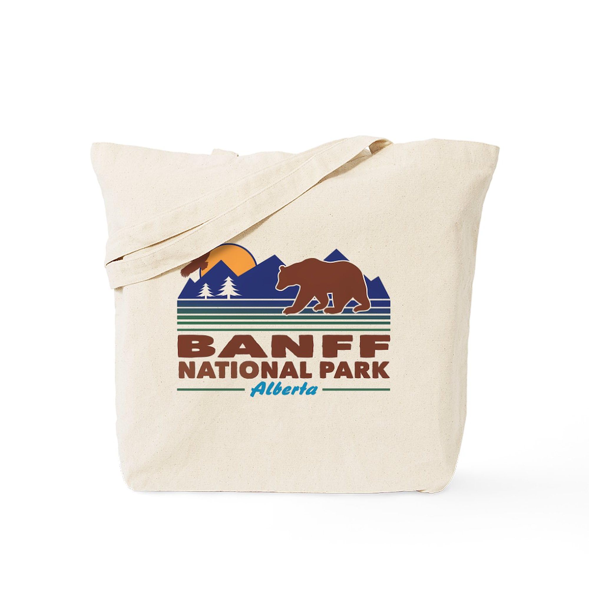 Banff National Park Alberta Natural Canvas Tote Bag - Eco-Friendly Reusable Shopping Bag for Groceries, Beach & Travel