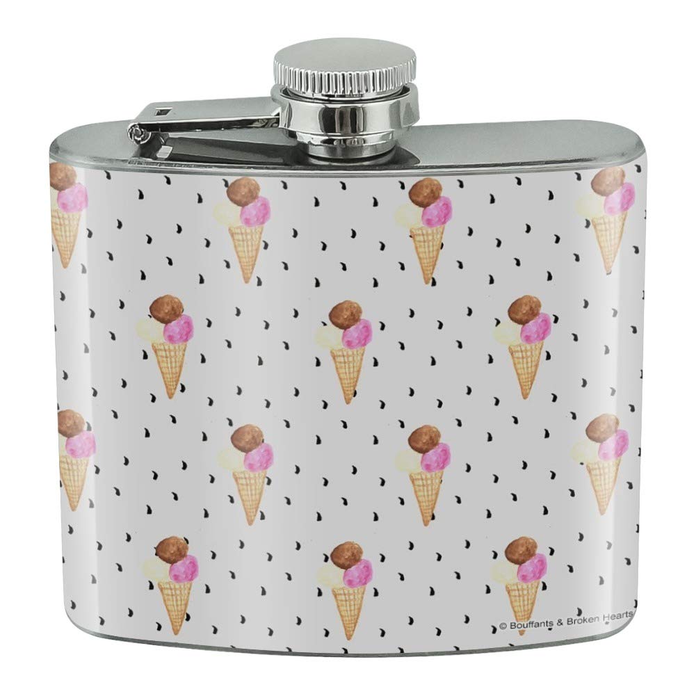 Stainless Steel 5oz Ice Cream Waffle Cone Hip Flask - Portable Drink Container for Cocktails, Whiskey & Beverages - Perfect for Parties, Camping & Outdoor Adventures