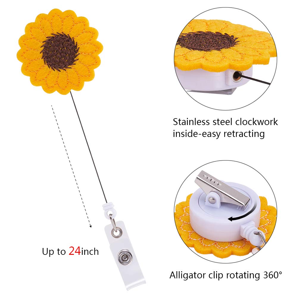 **GORGECRAFT 2 Pack Sunflower Nursing Badge Reel Holder - Retractable ID Badge Holder with Alligator Clip & Reinforced Strap - Clip-On Card Holder for Nurses, Volunteers, Doctors & Healthcare Workers - Perfect for Hospitals, Clinics & Workplaces**