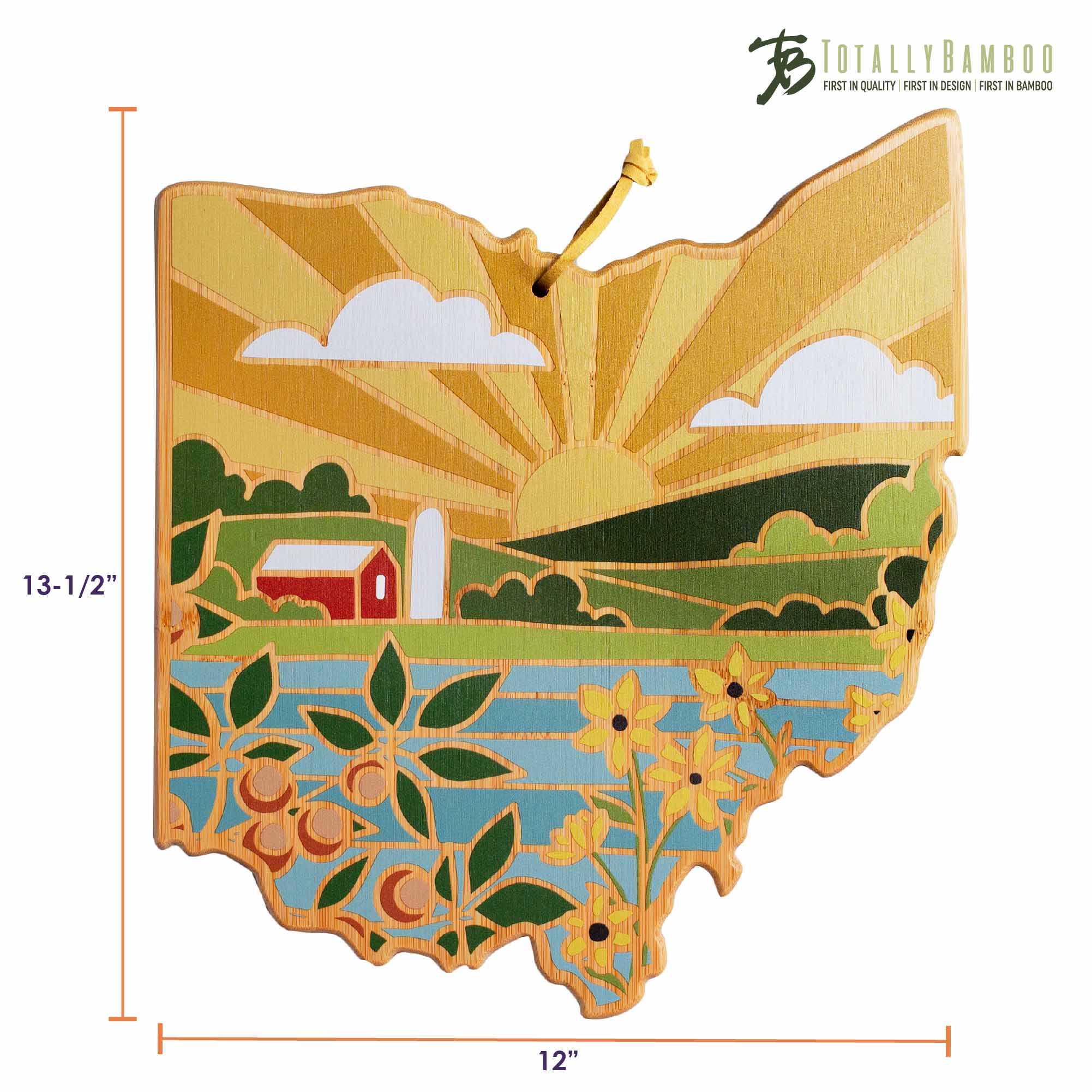 Handcrafted Ohio Wooden Cutting Board with Summer Stokes Artwork – Perfect for Kitchen Prep, Charcuterie Boards & Home Decor