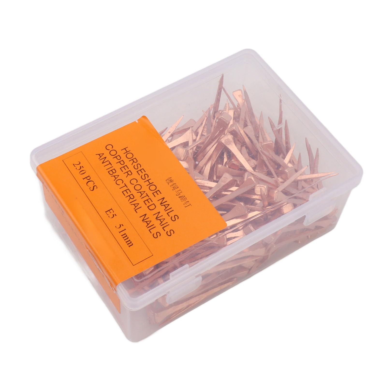 Tnfeeon 250Pcs Copper Horseshoe Nails - Rustproof Plated Equestrian Riding Equipment for Horses, Gardening & Farming Supplies (51mm E5) - Perfect for Horse Shoeing, Stable Maintenance & DIY Projects