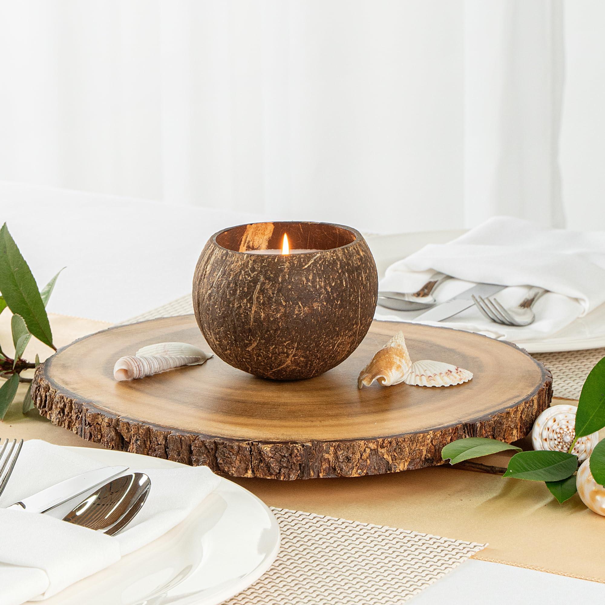Hand-Poured Coconut Shell Candle - 3.9 x 2.8 Inch Natural Soy Wax Candle with Wooden Wick, Pineapple Papaya Fragrance, Double Wax Blend for Home Decor, Spa Relaxation & Romantic Ambiance