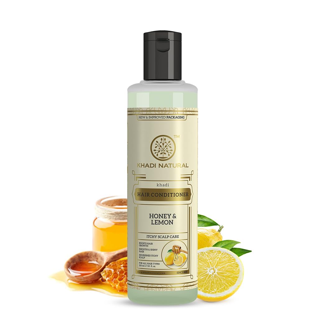 Khadi Natural Honey & Lemon Hair Conditioner 210ml - Organic Deep Conditioning Treatment for Smooth, Shiny & Frizz-Free Hair | Perfect for Dry, Damaged & Curly Hair Types | Daily Use & Salon-Quality Results