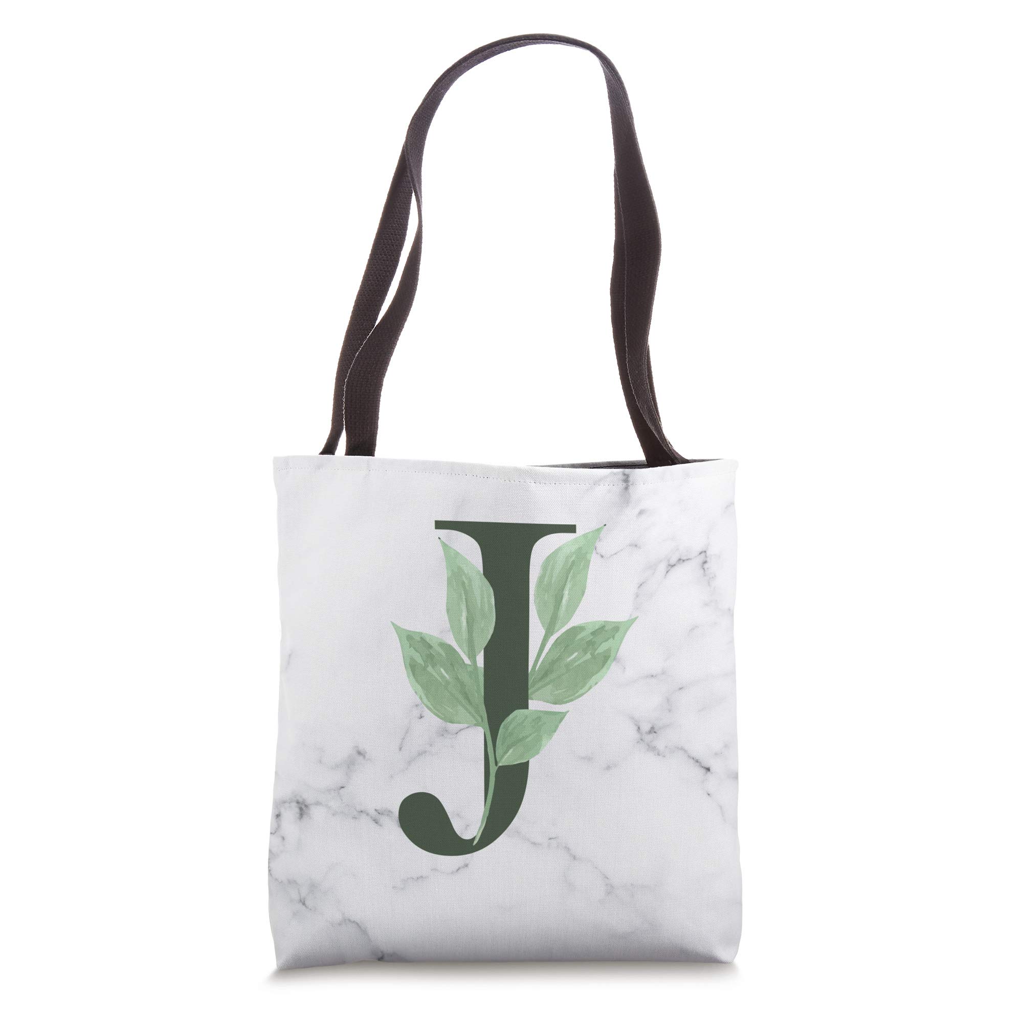 Personalized Monogram J Initial Letter Tote Bag - Custom Plant Alphabet Design - Perfect for Grocery Shopping, Beach Trips & Work Commute