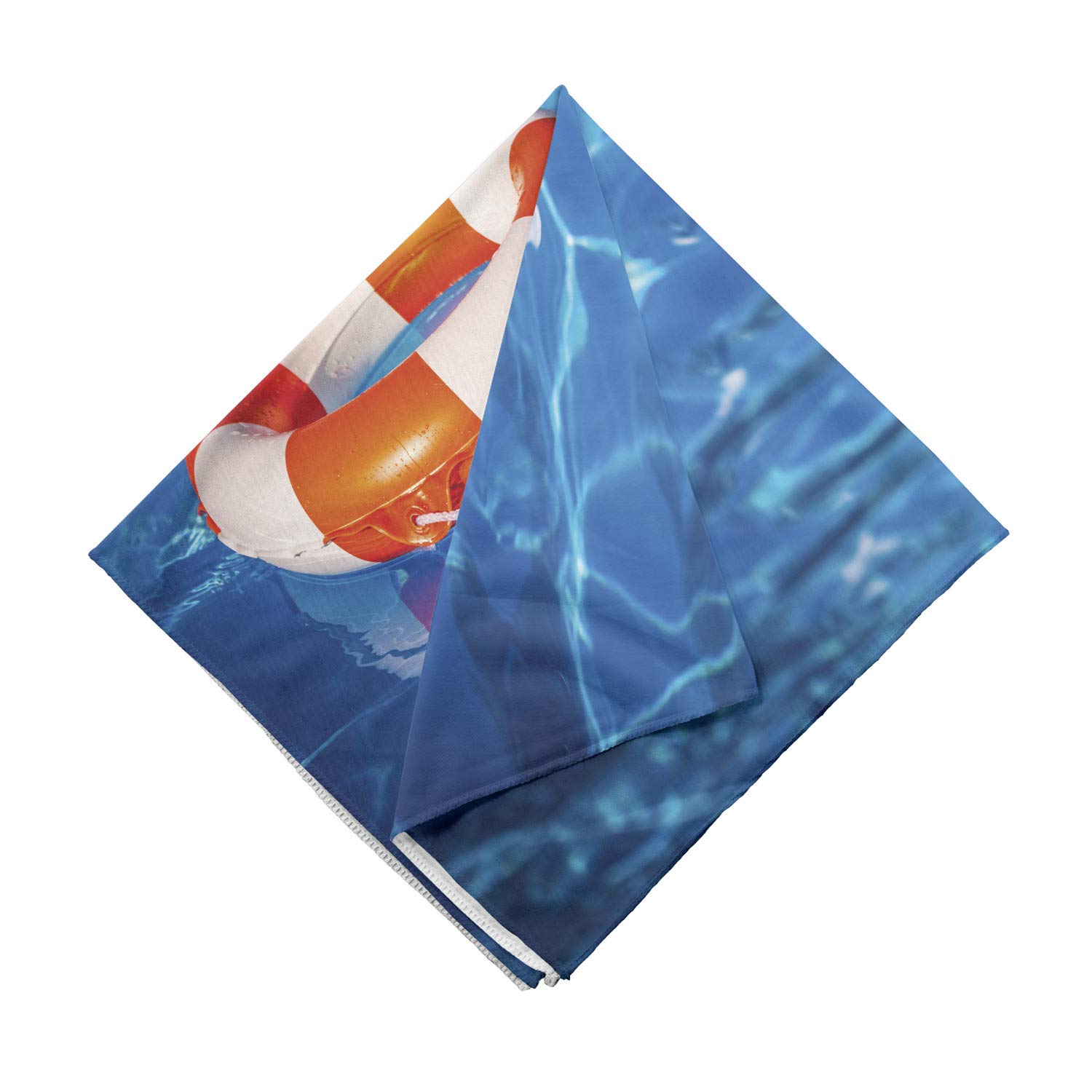 Ambesonne Summer Unisex Bandana - Blue Orange White Geometric Print Swim Bandana for Pool, Beach & Outdoor Activities | Lightweight, Breathable & Quick-Drying