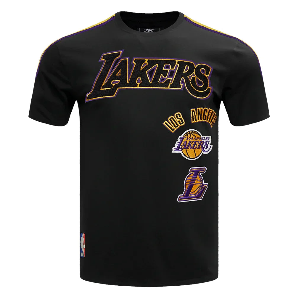 Men's Pro Standard Los Angeles Lakers Retro Classic Striped T-Shirt - Black | Vintage NBA Basketball Jersey for Fans & Streetwear | Perfect for Game Day, Casual Wear & Lakers Merch Collection