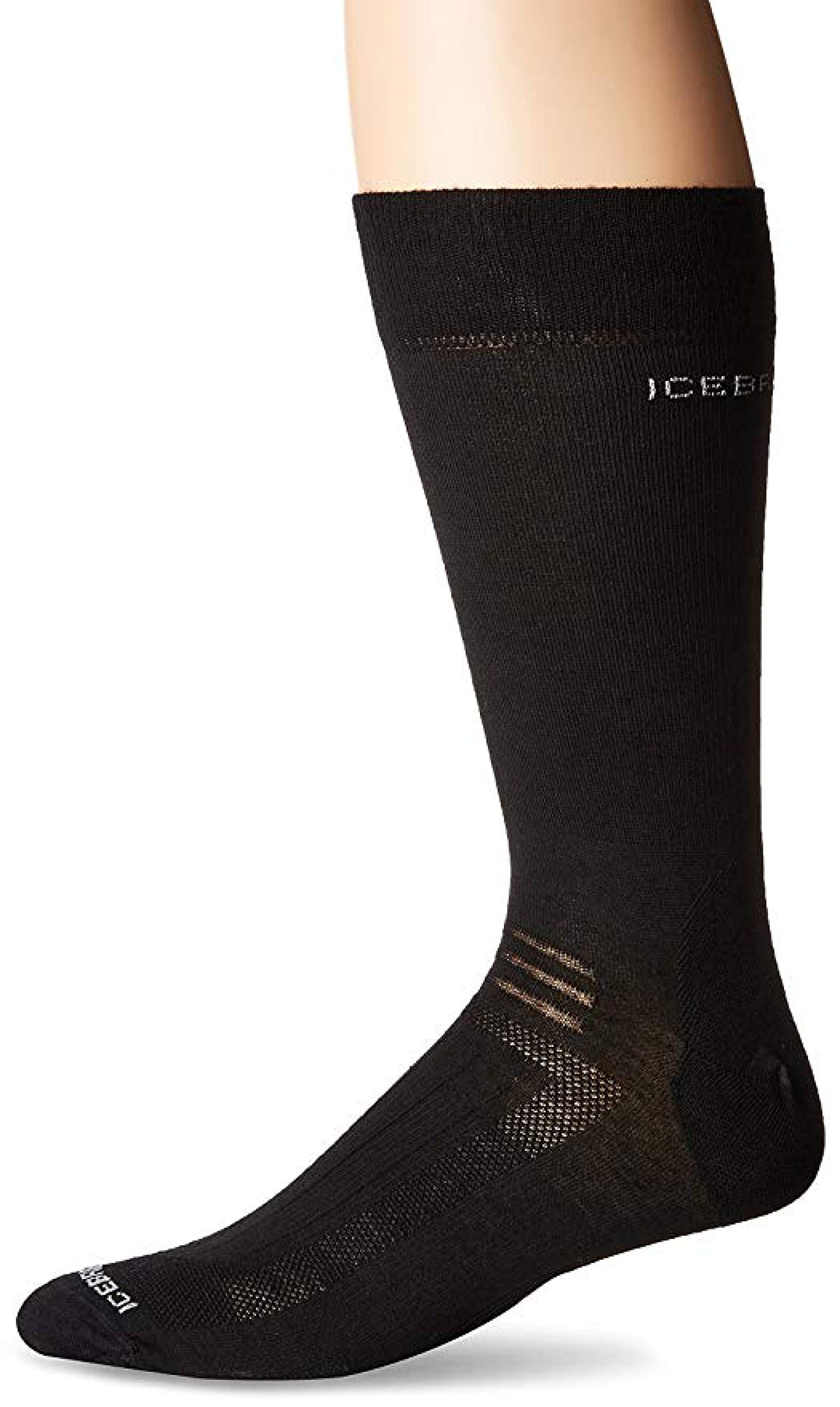 Helicase Men's Hiking Liner Crew Socks with Anti-Slip Ring - Large Size, Black | Moisture-Wicking & Breathable for Outdoor Adventures, Camping, and Trail Running