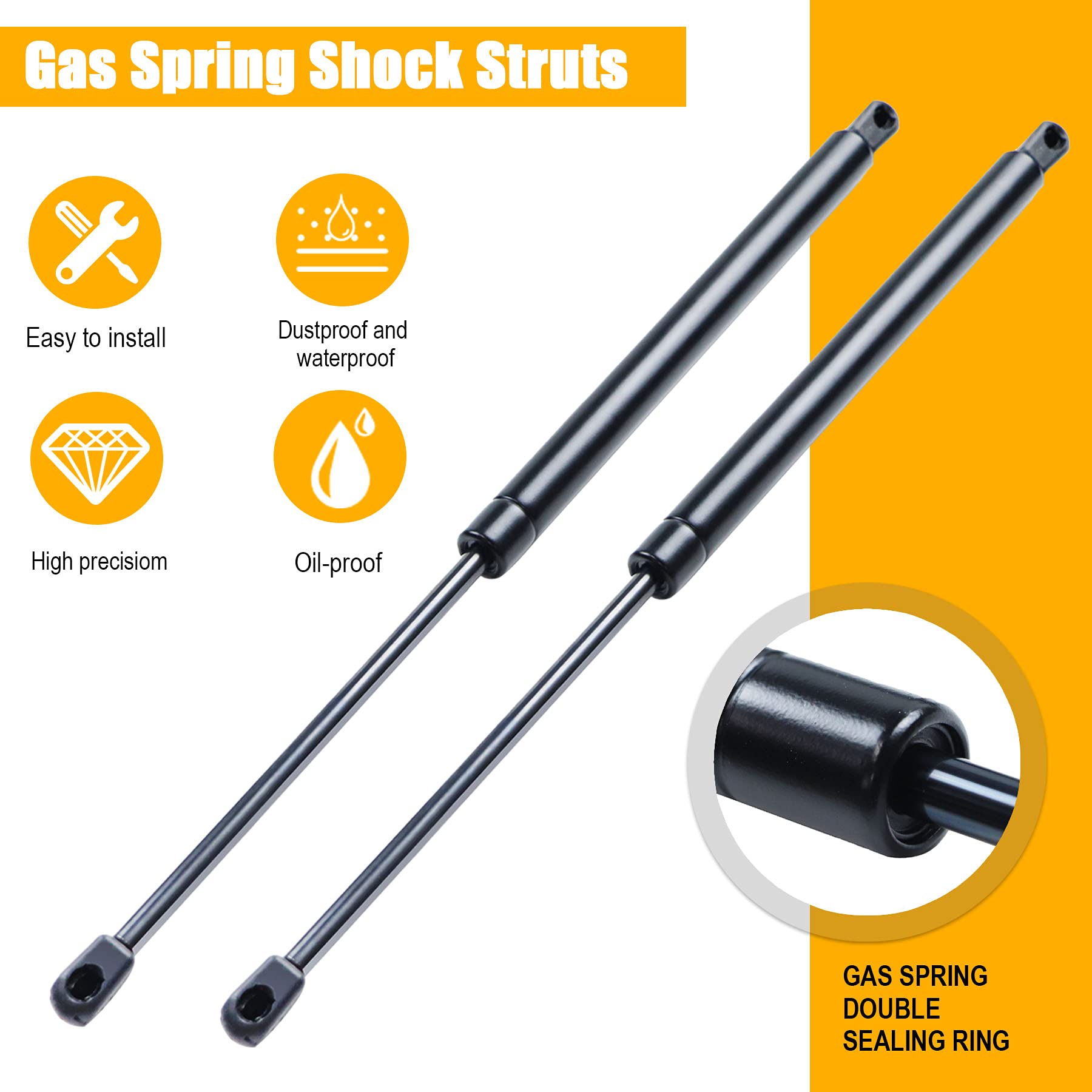2 Pcs 17 Inch 120 lbs Gas Struts - Heavy Duty Prop Shock Lift Springs for RV Camper Bed, Truck Cap, Boat Hatch, Murphy Bed & Toolbox Lid - Perfect for Smooth Door Lift & Secure Storage