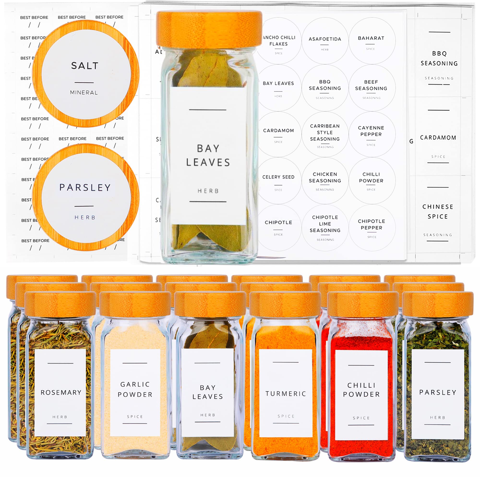 356 Waterproof Spice Jar Labels - Herb, Spice & Seasoning Stickers for Jars, Bottles & Containers - Durable Pantry Organization Labels - Perfect for Kitchen Storage, Spice Racks & Gift Packaging