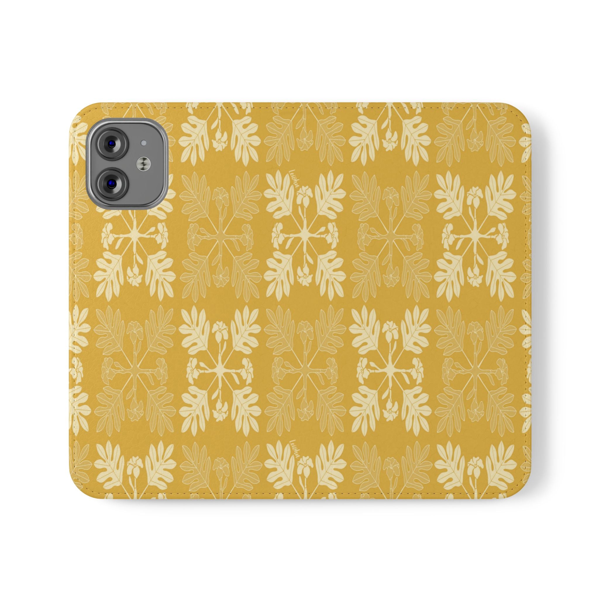 Premium Puakenikeni Quilted Folio Case for iPad & Tablet - Soft Protective Cover with Handmade Hawaiian Floral Design, Perfect for Work, Travel & Home Use