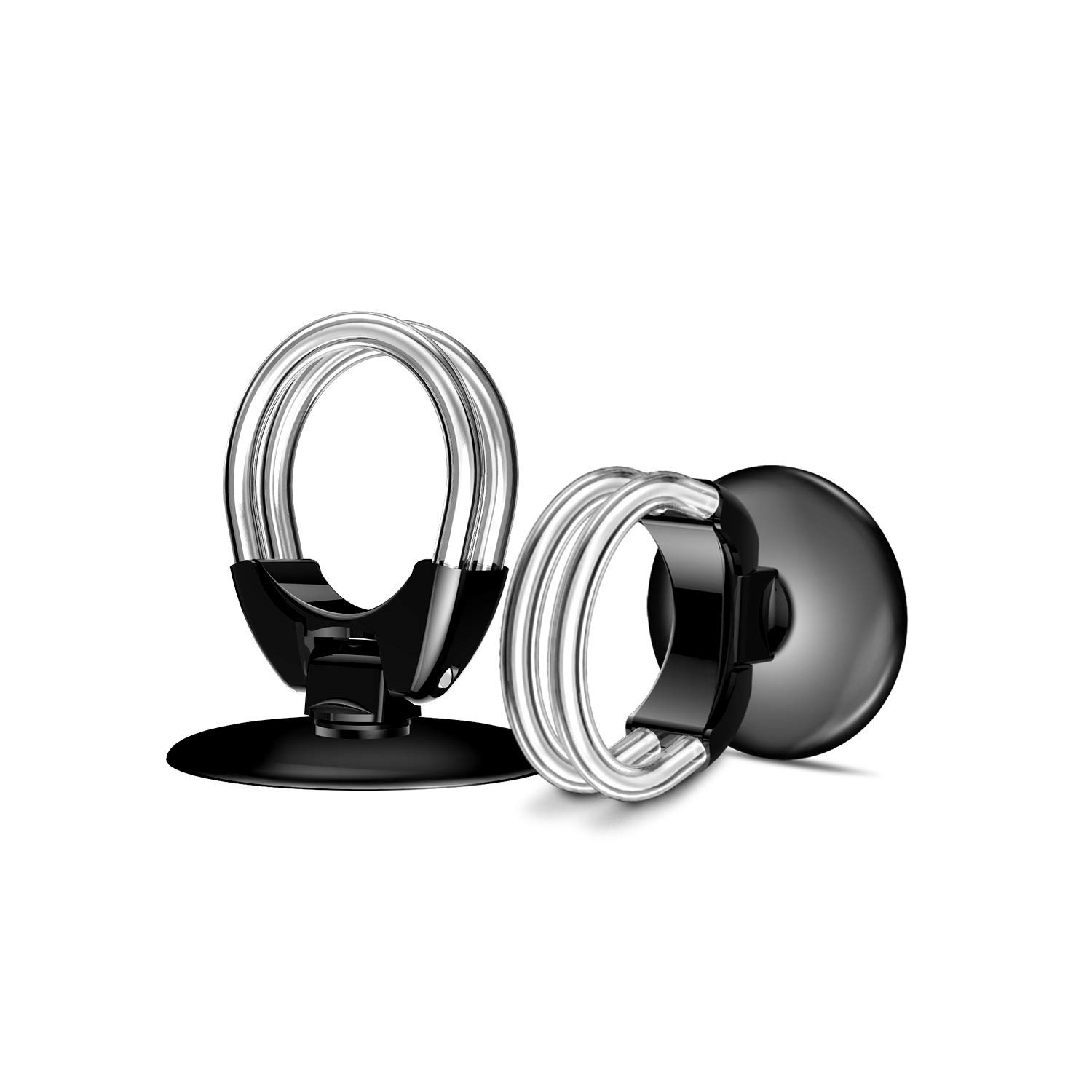 Tvoip 2Pcs Universal 3-in-1 Cell Phone Ring Holder & Stand - Finger Grip, Car Vent Mount, Tablet Stand - Black for Home, Office, and Travel Convenience