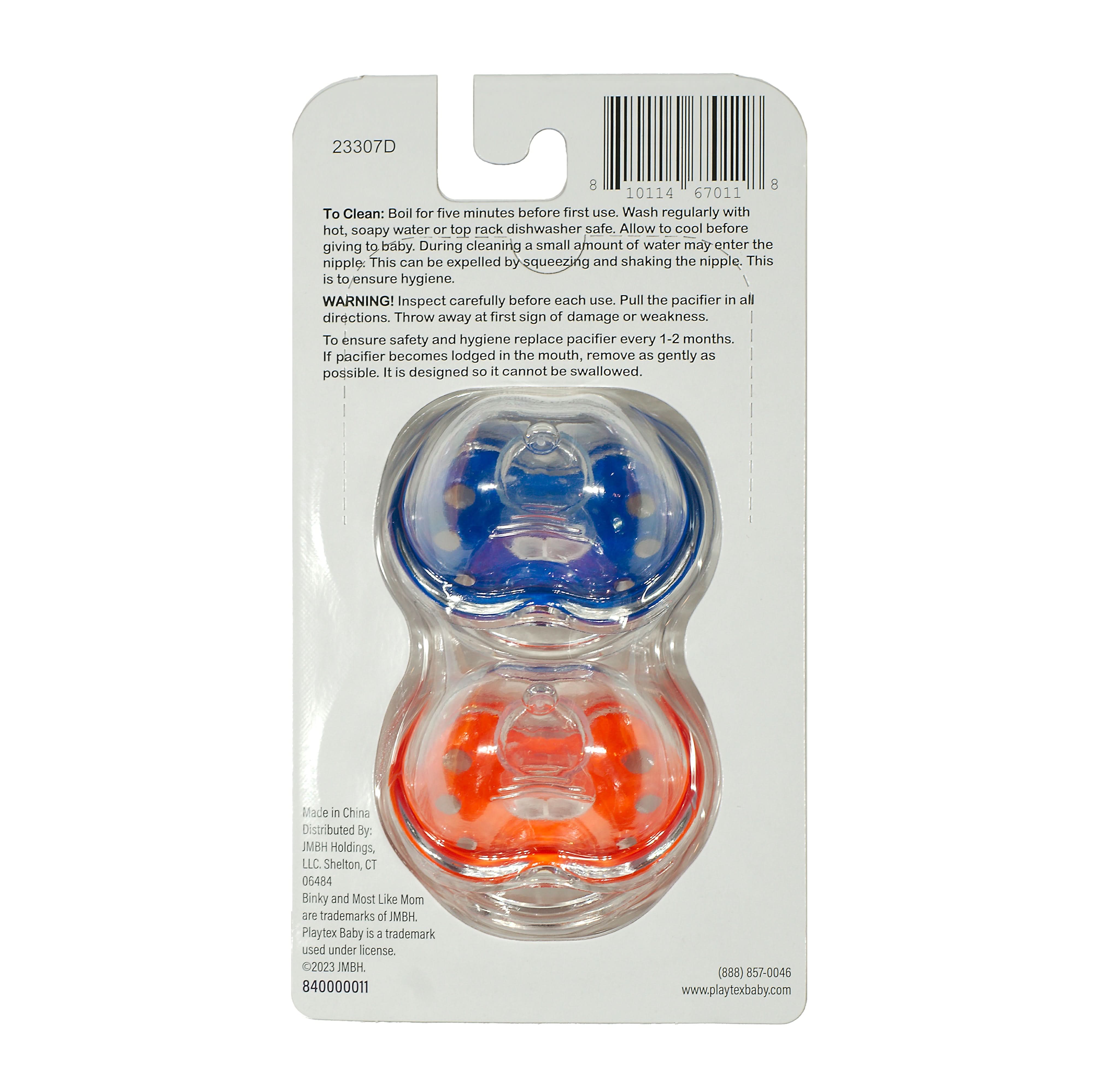Binky® Orthodontic Pacifier with Snap-On Cover - Wild and Cuddly Series (Elephant & Tiger) - Soothing Baby Pacifier for Newborns & Infants - Perfect for Daycare, Travel & Bedtime Comfort