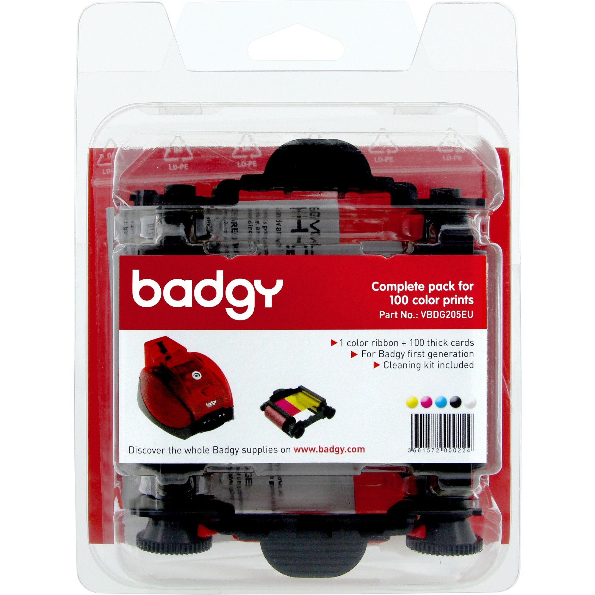 YMCKO Ribbon Cleaning Kit - 100 Cards, 0.76mm Thickness for BADGY Printer - Perfect for Office, Retail, and Event Badge Printing Maintenance