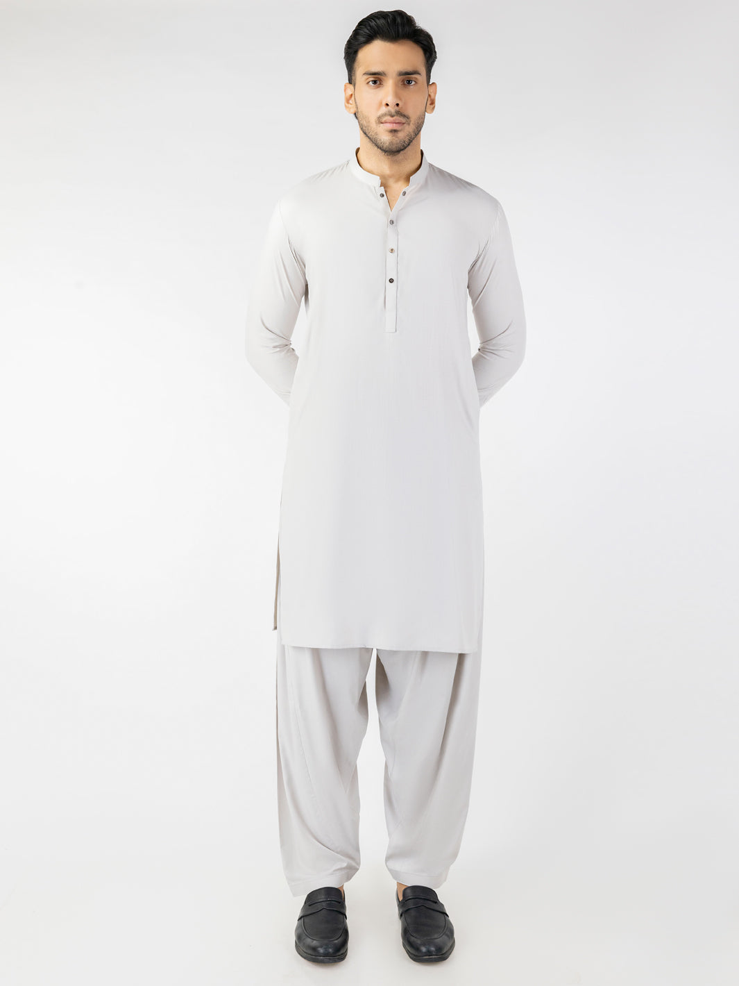 Premium Blended Light Grey Shalwar Kameez - Traditional Pakistani Outfit for Men & Women | Perfect for Eid, Weddings & Special Occasions