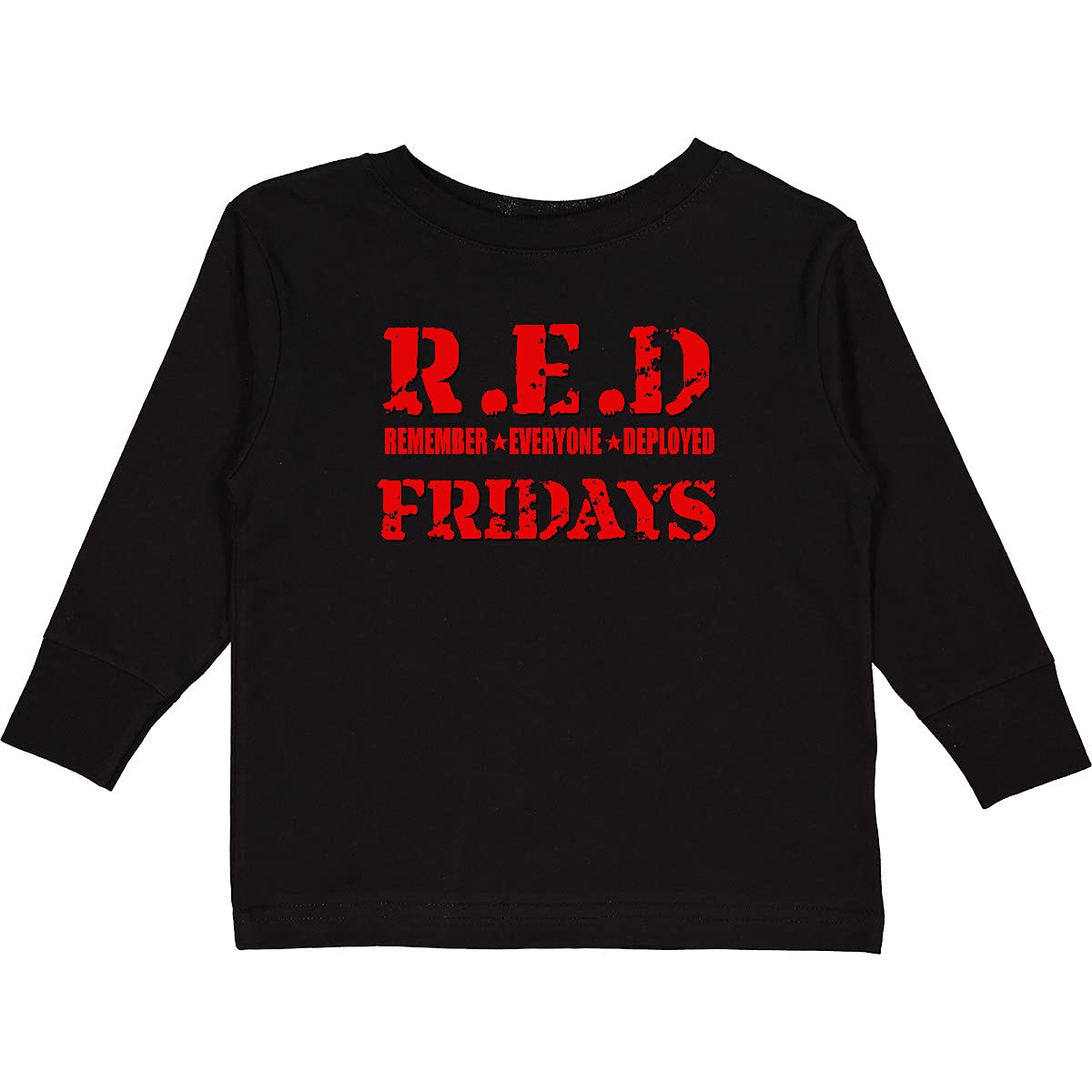Inktastic Red Fridays Toddler Long Sleeve T-Shirt - Soft Cotton Kids Shirt for School, Playdates & Family Outings | Patriotic American Flag Design