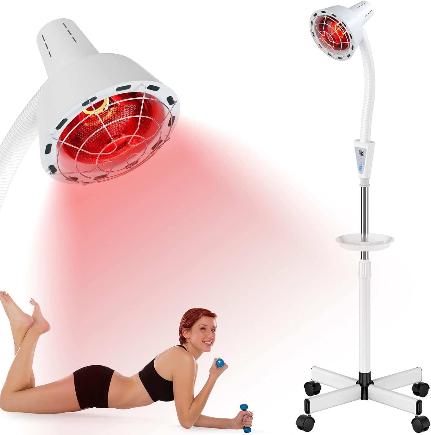 275W Infrared Heat Therapy Lamp with Stand - Adjustable Red Light for Pain Relief, Muscle Aches & Body Relaxation | Home Physical Therapy & Wellness Solution