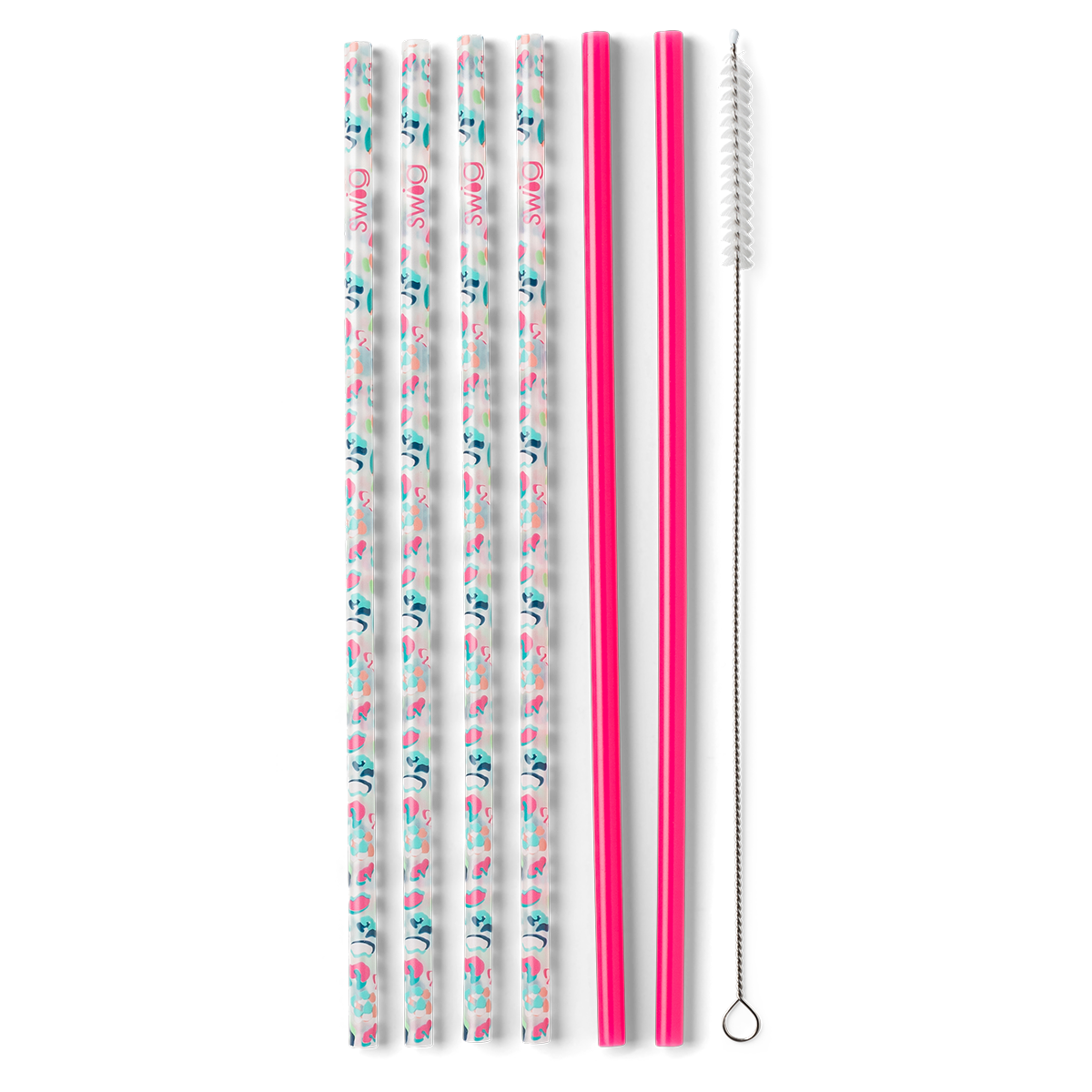 Eco-Friendly Party Animal Hot Pink Reusable Straw Set - Perfect for Birthday Parties, Bachelorette Events & Summer Cocktails