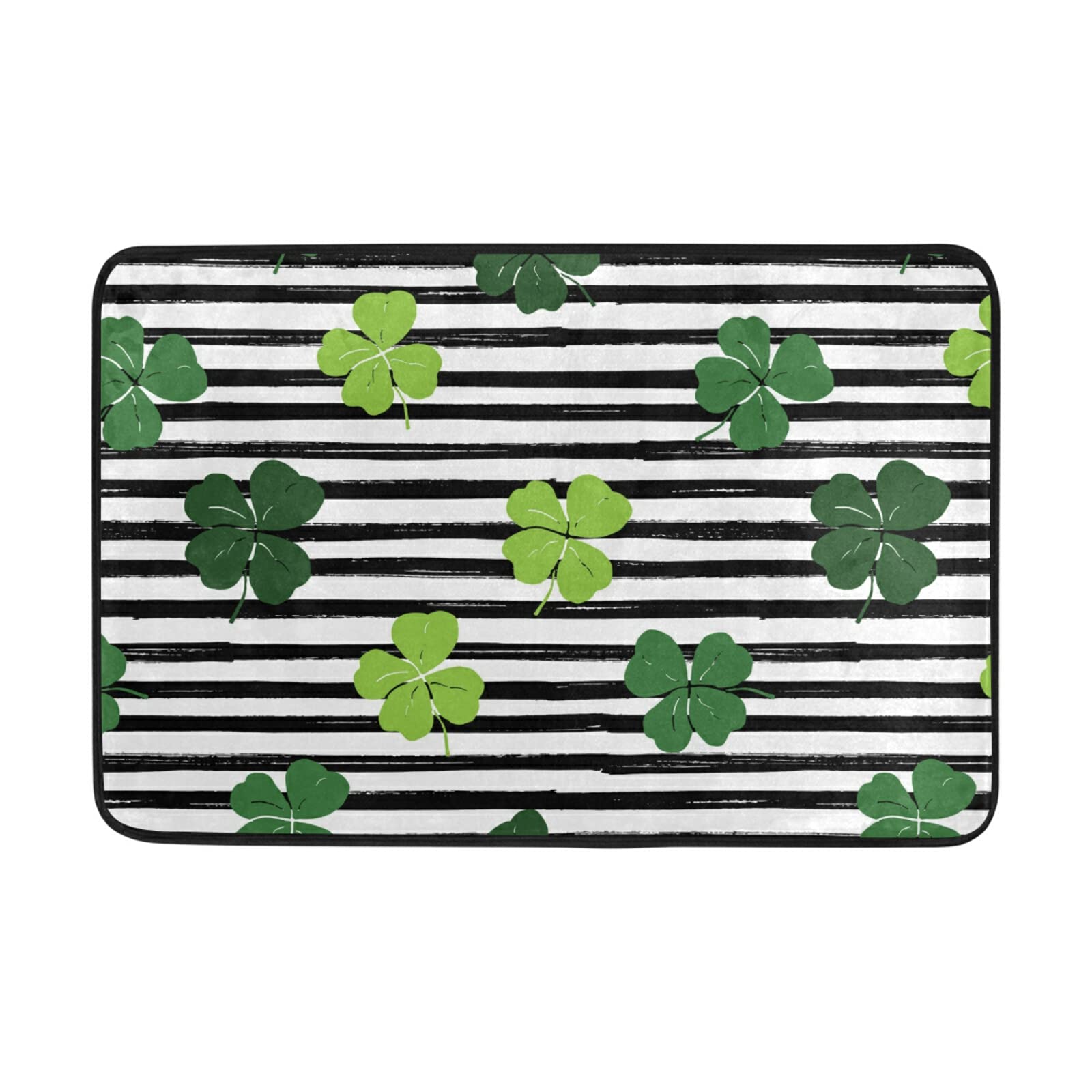 St. Patrick's Day Green Shamrock Non-Slip Doormat - Absorbent Entrance Rug for Home, Kitchen, Bathroom & Outdoor (23.6x15.7 Inch) - Perfect for Front Door, Patio & Garden Decor