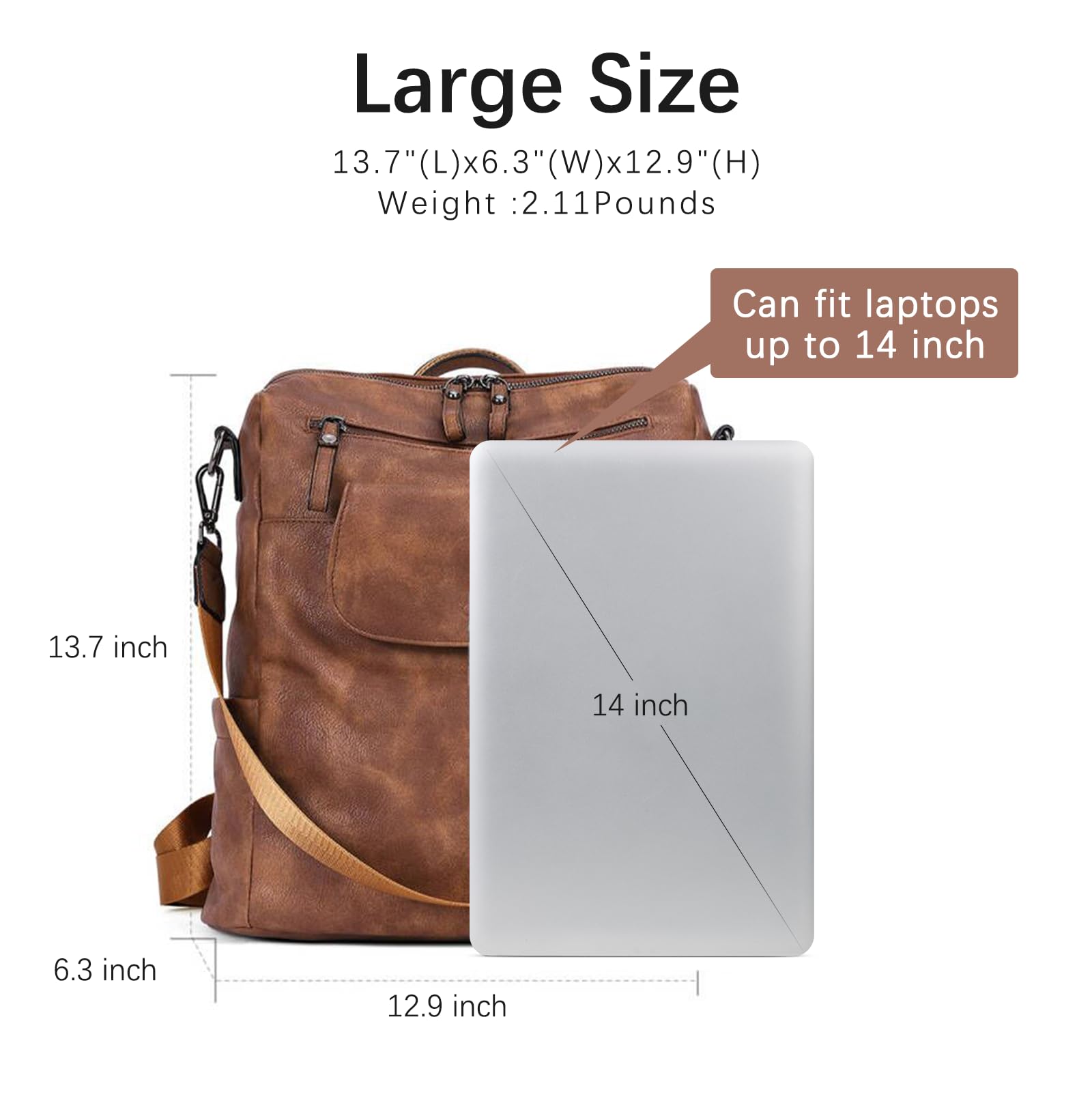 CLUCI Genuine Leather Backpack Purse for Women - Large Convertible Anti-Theft Travel Backpack with USB Charging Port | Perfect for Work, College, Commuting & Weekend Getaways