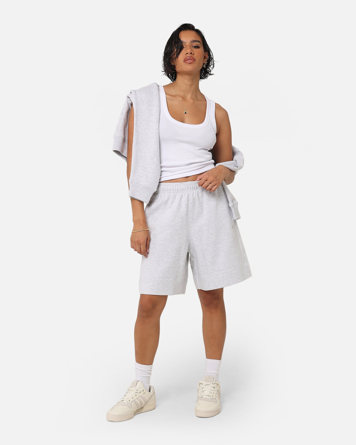 Adidas Women's Essentials 3-Stripe Light Grey Athletic Shorts - Perfect for Running, Gym Workouts & Casual Wear