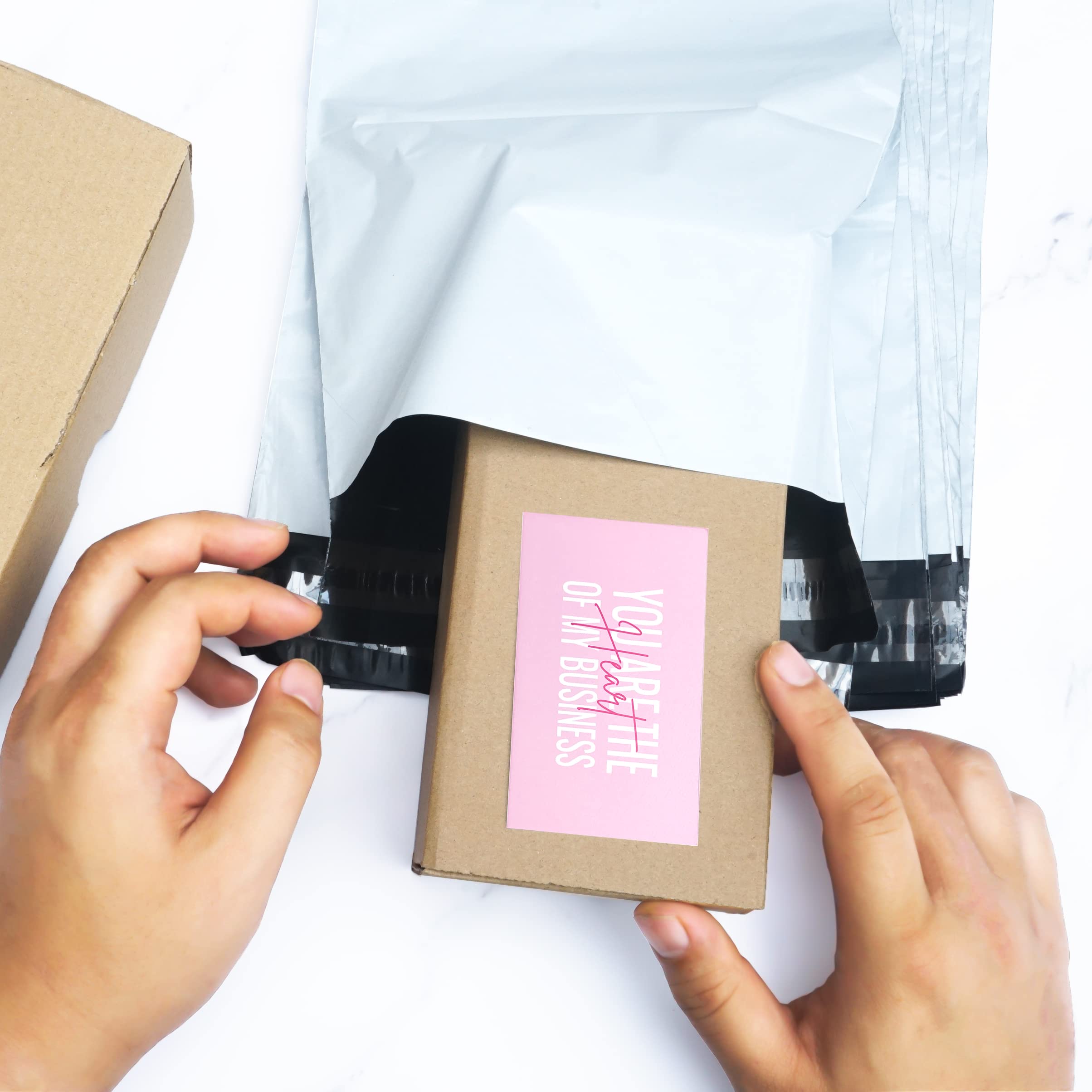 100 Pack Pink Thank You Cards for Business - Heart of My Business Appreciation Cards with Package Inserts | Perfect for Online Stores, Etsy Sellers & Small Business Customer Gifts