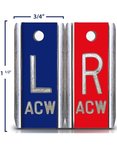 Aluminum X-Ray Markers - Blue Left Side Only with 1/2