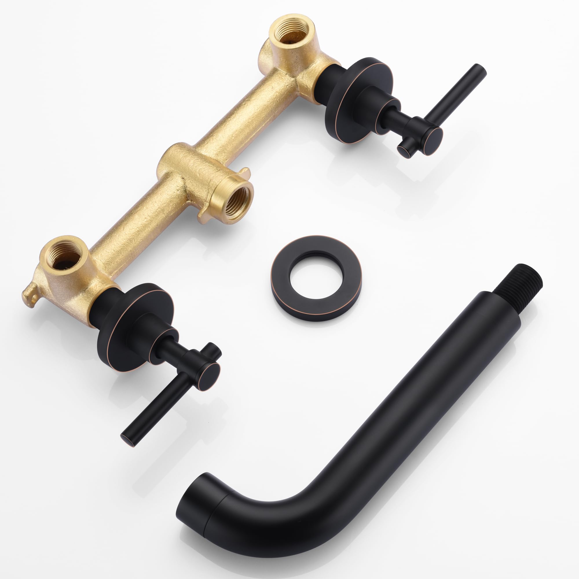 Sumerain Oil Rubbed Bronze Wall Mount 3-Hole Bathtub Faucet with Lever Handles - Perfect for Bathroom Renovation, Spa Retreat & Luxury Tub Filling