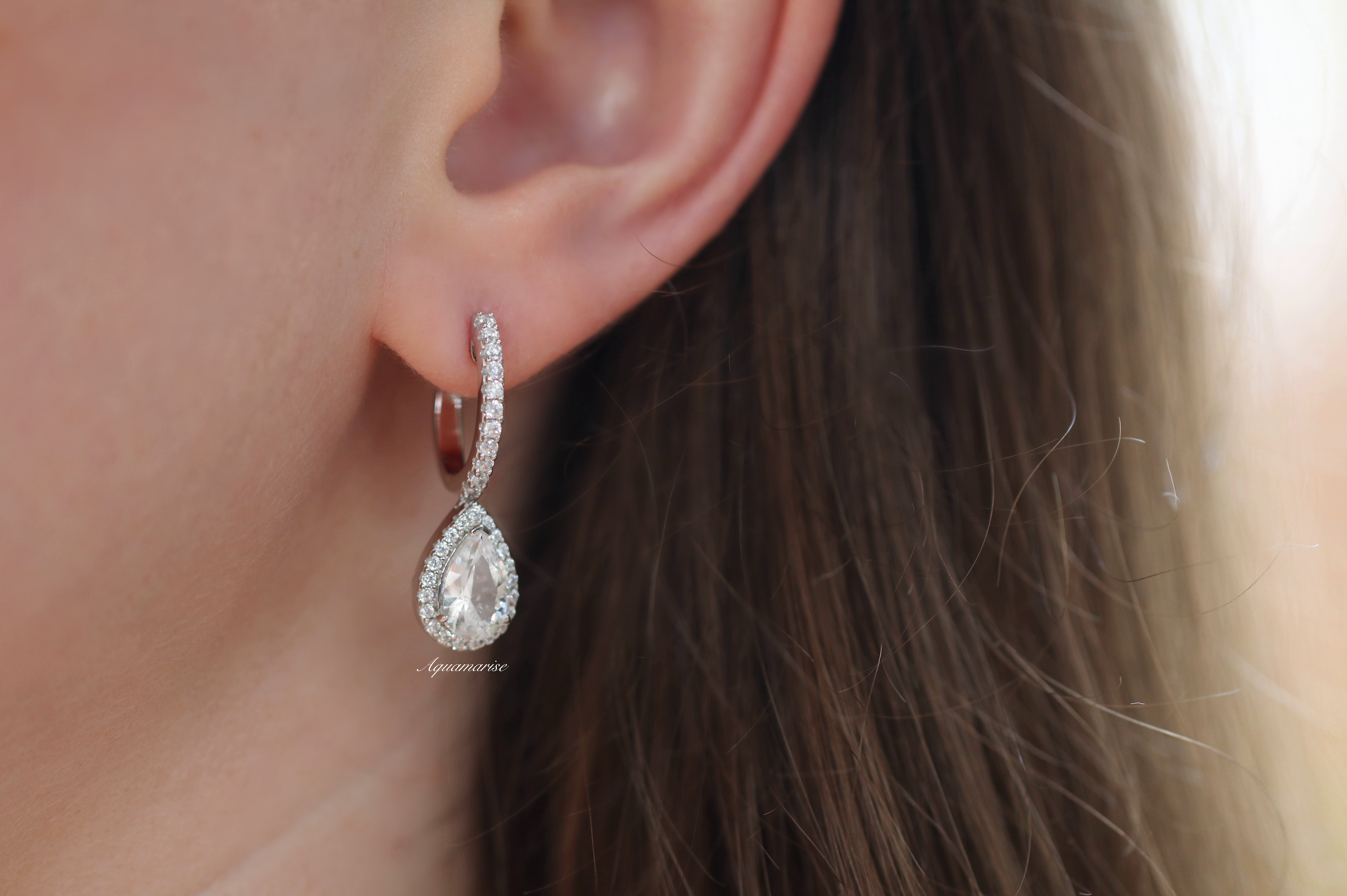 Vera White Sapphire Earrings Sterling Silver - Elegant Stud Earrings for Women, Perfect for Weddings, Parties & Everyday Wear