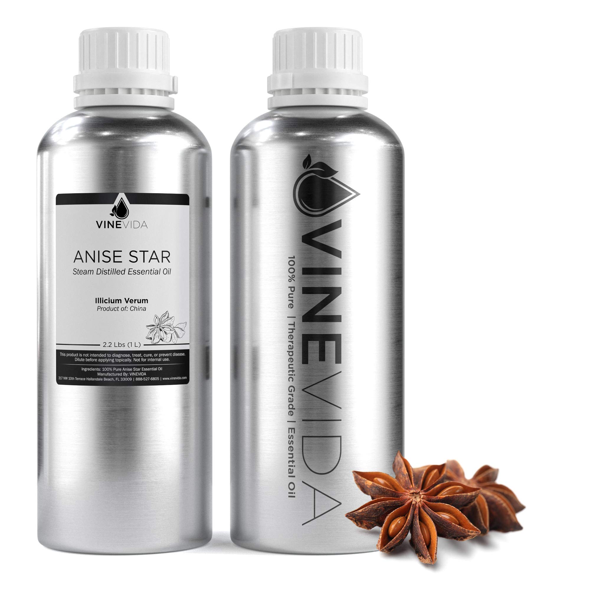 Premium Bulk Anise Star Essential Oil - 100% Pure & Undiluted (32oz/2lbs) in Aluminum Bottle for DIY Soap Making, Candle Crafting, Aromatherapy Blends & Massage Oils - VINEVIDA