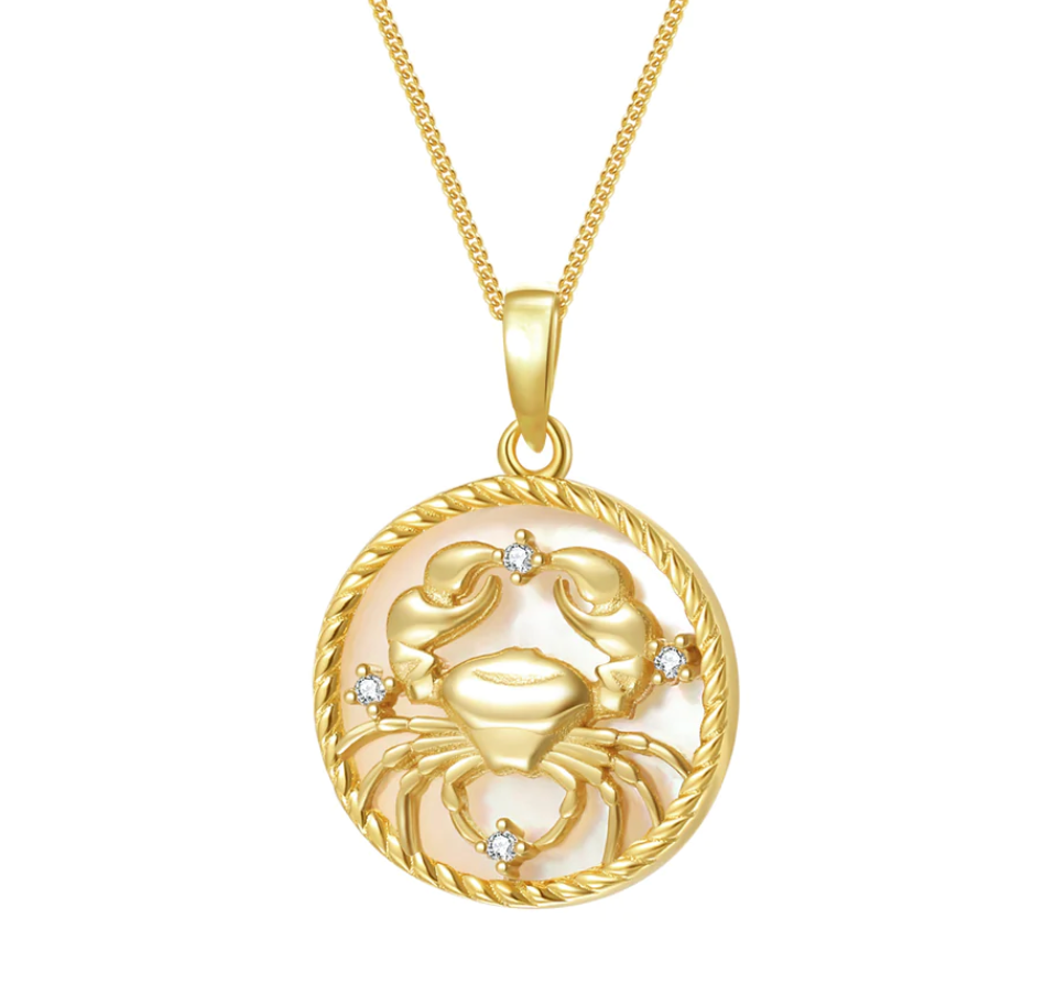Cancer Zodiac Necklace with Mother of Pearl Pendant - Elegant Astrological Jewelry for Women - Perfect Gift for Birthdays, Anniversaries & Special Occasions