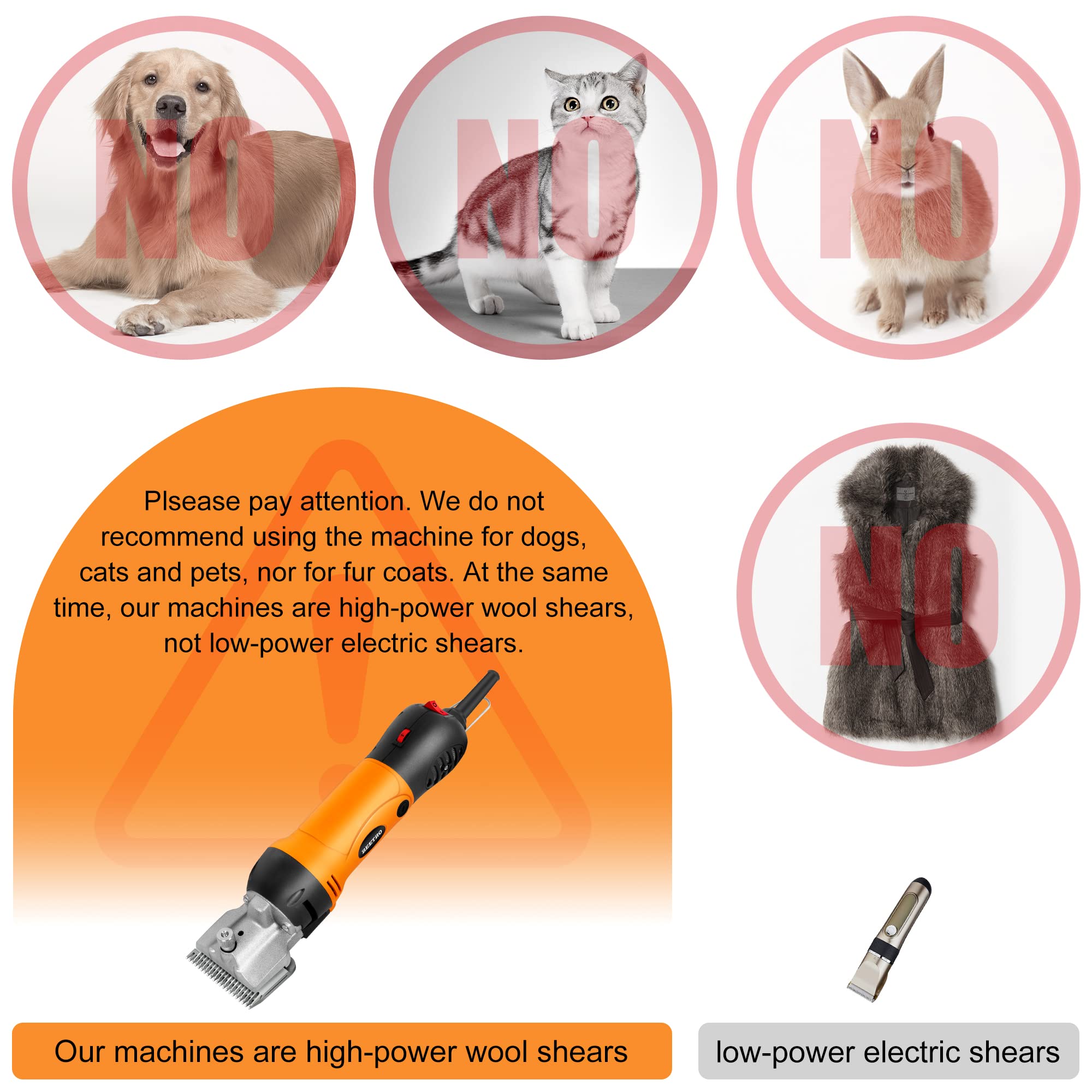BEETRO 500W Professional Electric Horse Clippers - 6-Speed Animal Grooming Shears for Horses, Goats, Ponies & Cattle with Extra Blades - Perfect for Livestock Grooming, Show Preparation & Farm Maintenance