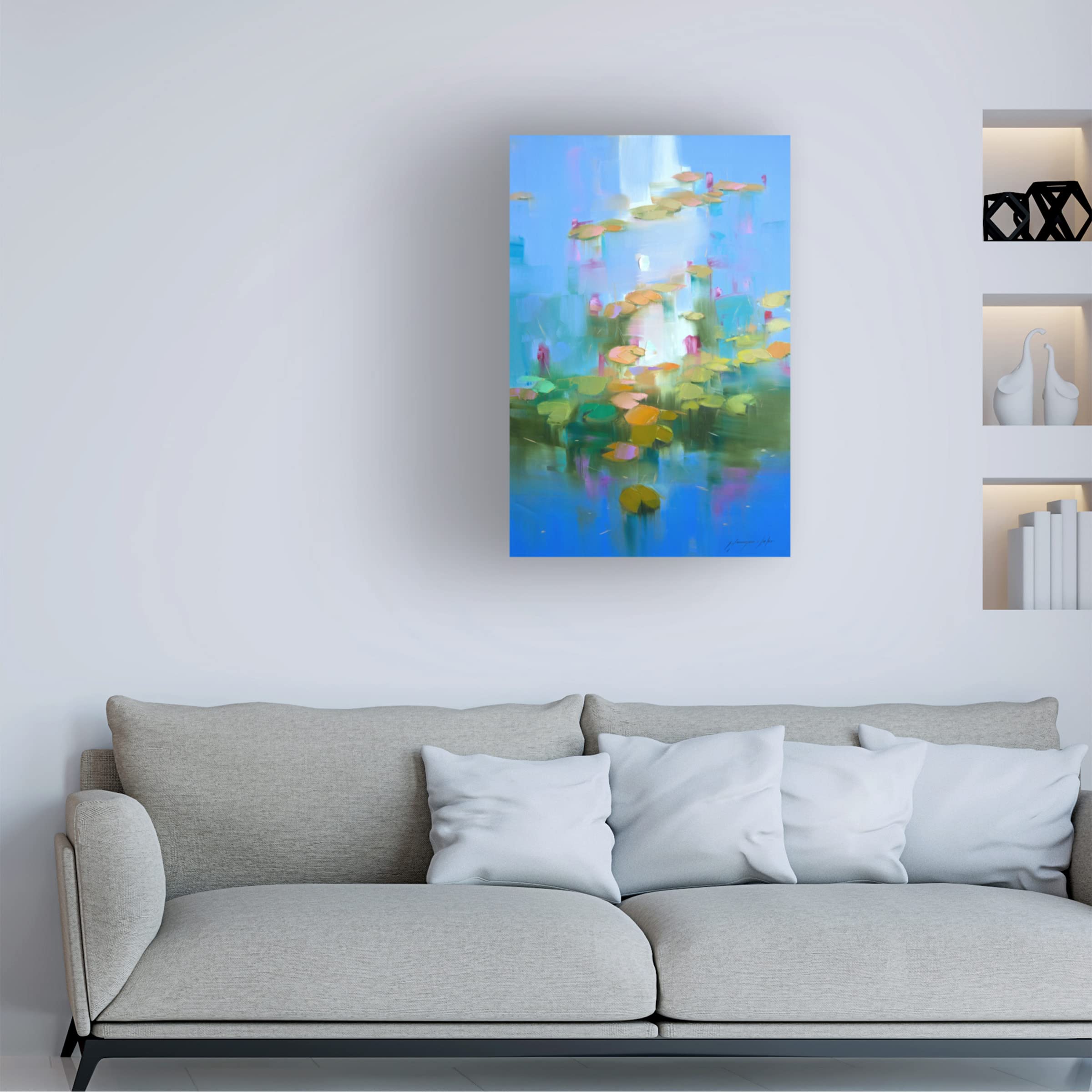 Trademark Fine Art 'Waterlilies' by Vahe Yeremyan - Hand-Painted Canvas Wall Art for Living Room, Bedroom & Office Decor | Impressionist Floral Painting