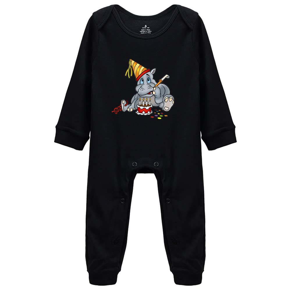 YCICIVDee Happy Birthday Cute Funny Hippo Baby Onesie Pajamas for Boys & Girls - Perfect for Birthday Parties, Photo Shoots & Casual Wear