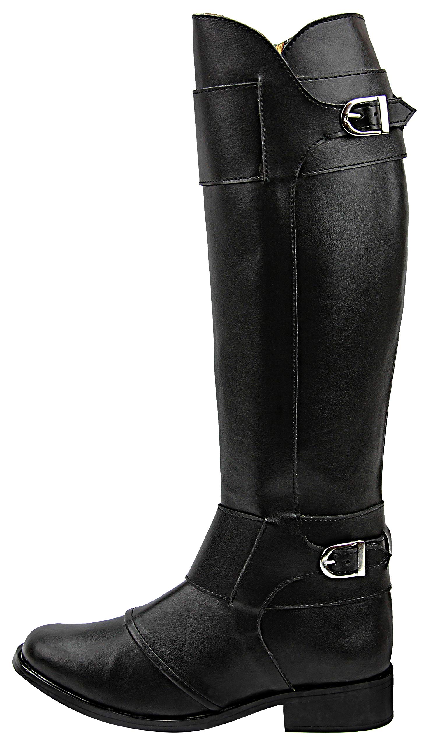 Stylish Women's Knee High Motorcycle Boots - Black Leather Riding Boots for Ladies | Perfect for Biking, Fashion & Outdoor Adventures