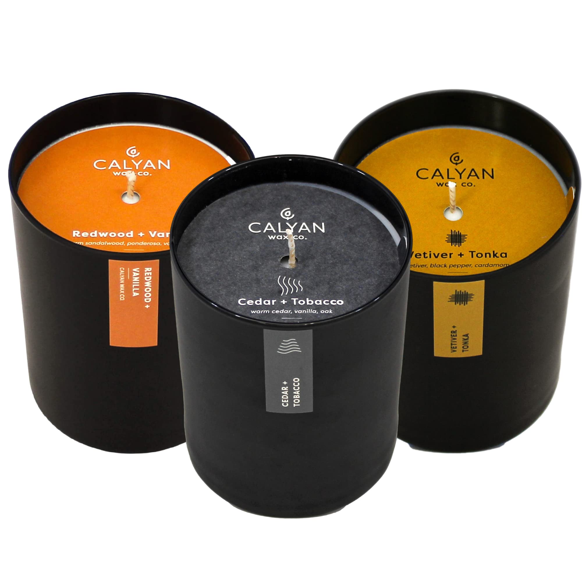 Premium Soy Wax Candle Gift Set for Men - Cedar Tobacco, Redwood Vanilla, Vetiver Tonka Scented Candles | 3-Pack Aromatherapy Candles for Relaxation, Meditation & Home Decor | Perfect Housewarming, Birthday & Anniversary Gift