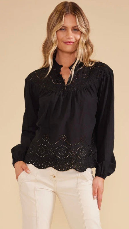 Starling Blouse Black - Women's Elegant Long Sleeve Tops for Work, Party & Date Night | Perfect Office Wear & Evening Outfits