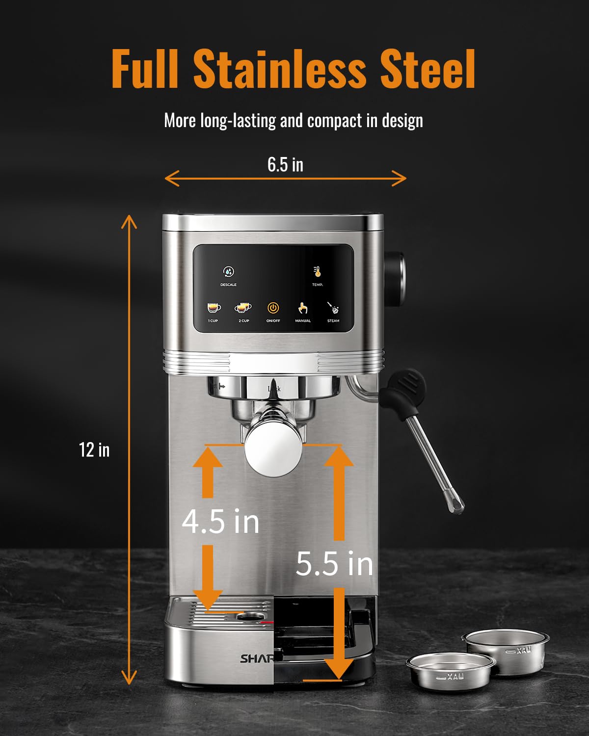 SHARDOR 20 Bar Professional Espresso Machine with Milk Frother & Touchscreen, Adjustable Temperature for Cappuccino & Latte - Perfect for Home Baristas & Coffee Lovers (Ideal for Kitchen, Office, Cafe Use)