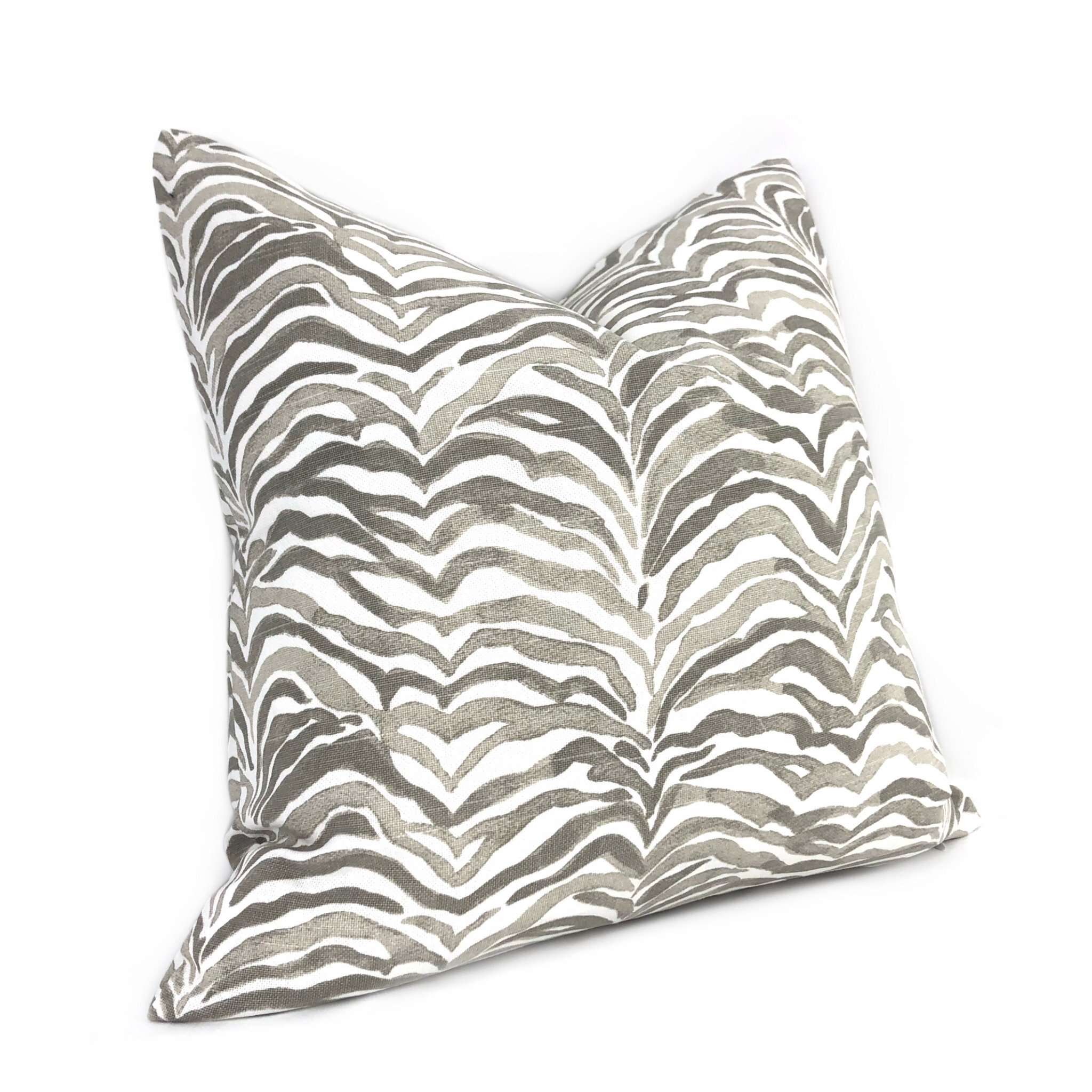 Serengeti Taupe Gray White Animal Stripe Pillow Cover - Premium Lacefield Designs Fabric - Decorative Throw Pillow Case for Sofa, Bed & Home Decor