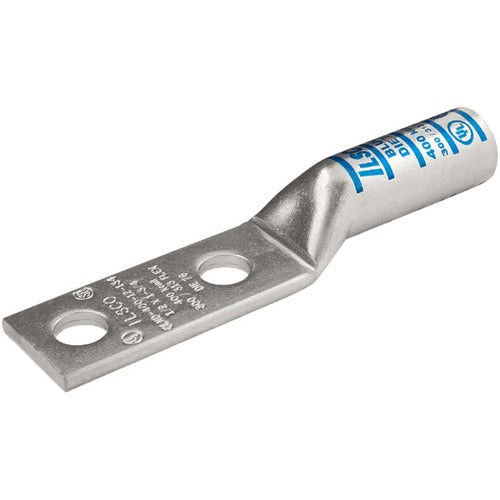 6 AWG Copper Lug - CLND 6 Ilsco SureCrimp Long Barrel 2 Hole Terminal for #6 Flex & DLO Cables - Perfect for Industrial Electrical Wiring and Heavy-Duty Power Connections