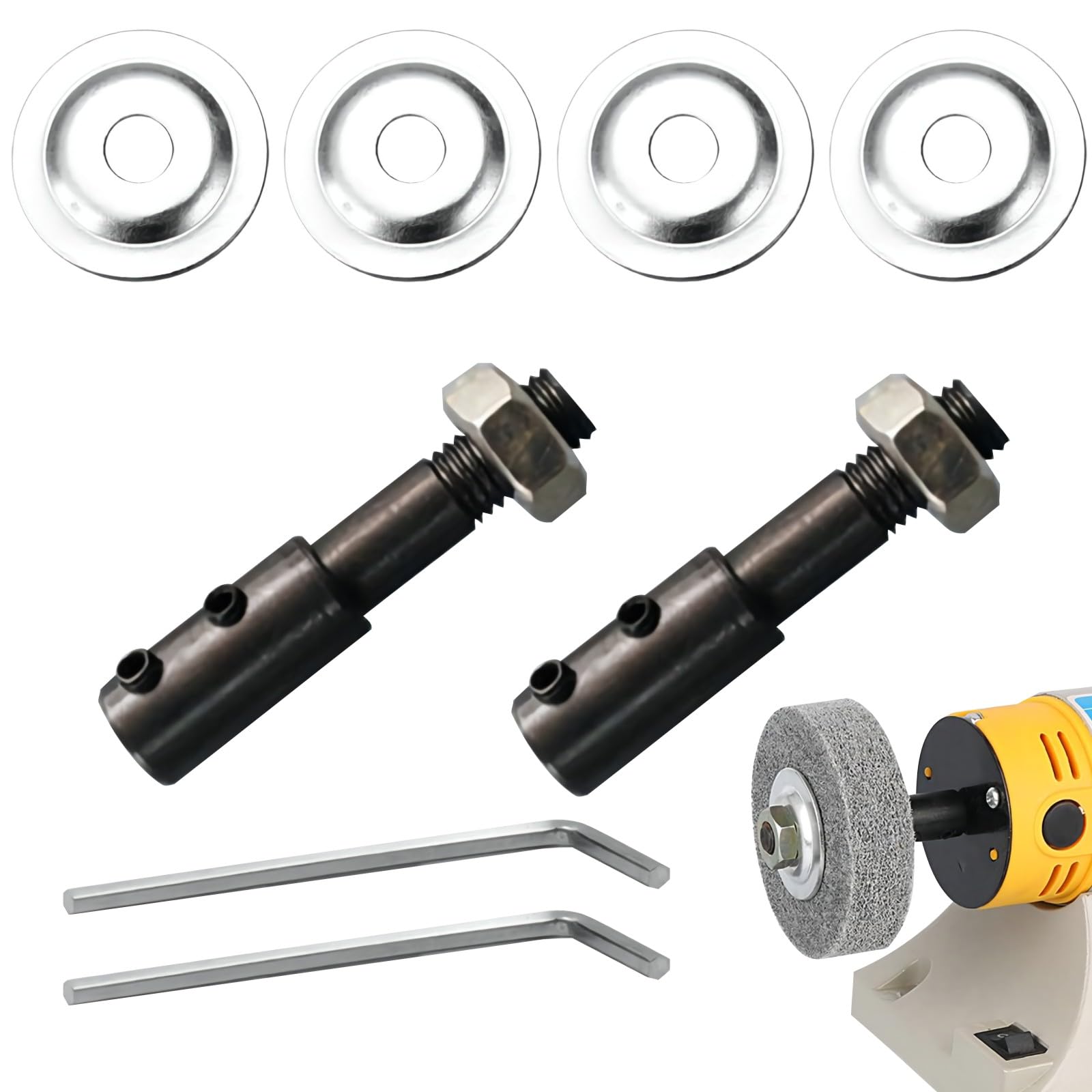 8mm to 10mm Shaft Arbor Extender - Motor Arbor Adapter for Bench Grinder, Polisher & Sander - Threaded Extension Shaft Backing Kit (1 Left + 1 Right) - Perfect for Polishing, Grinding & Buffing Wheels on Rotary Tools