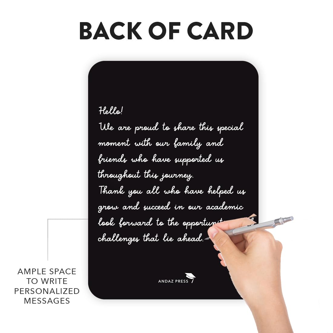 Andaz Press 5x7-Inch Black Graduation Invitations with Envelopes - 24-Pack Class of 2025 - Elegant Grad Party Invites & Decorations for High School & College Graduation Ceremonies