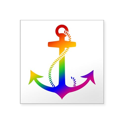 Clear - Rainbow Anchor Square Sticker 3 X 3