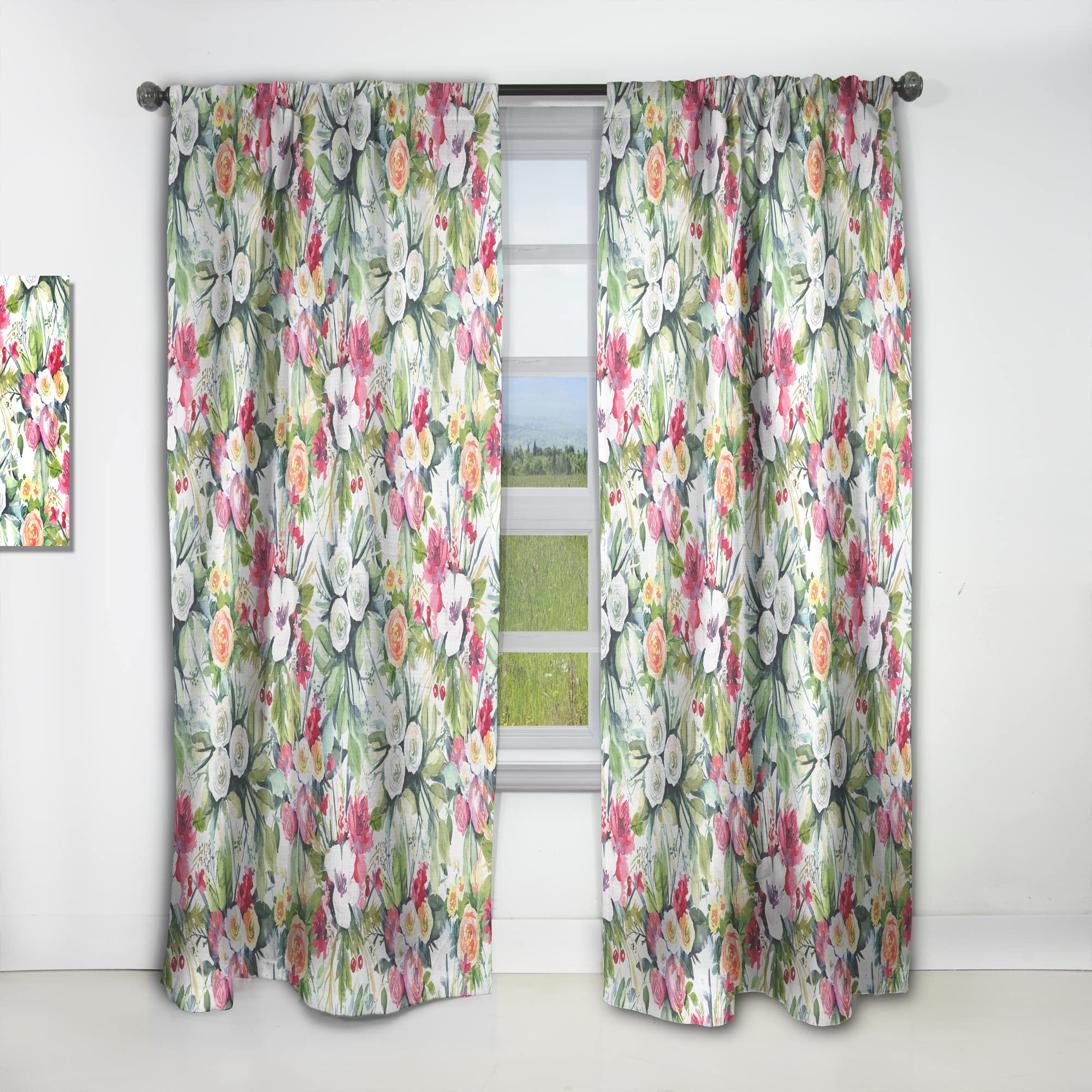 DesignQ Abstract Floral Pattern Thermal Insulated Curtains - Single Panel 52x120 Inches - Elegant Window Treatments for Bedroom & Living Room | Perfect for Home Decor, Light Blocking & Energy Saving