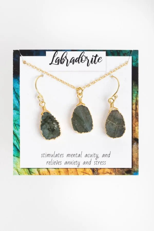 Gemstone Mini Earring and Necklace Set for Women - Elegant Jewelry Gift for Birthday, Anniversary & Valentine's Day - Perfect for Parties, Weddings & Everyday Wear