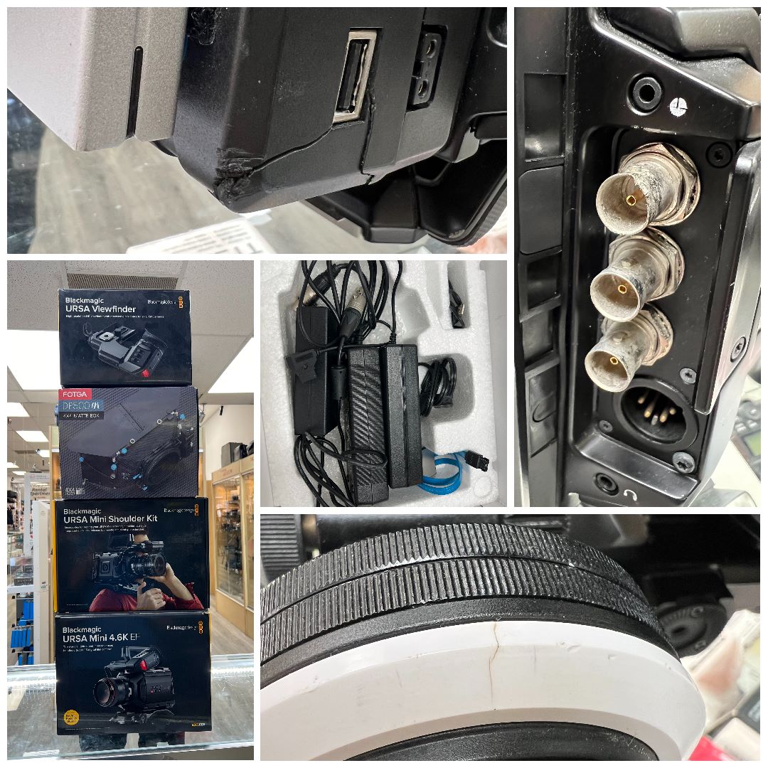 Blackmagic URSA Mini 4.6K EF Bundle - Professional Cinema Camera with Rokinon 24mm & 50mm Lenses, Viewfinder, Shoulder Kit, Mattebox & Tripod (Used) - Perfect for Filmmaking, Documentary & Broadcast Production